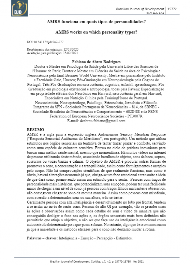 AMRS funciona em quais tipos de personalidades?