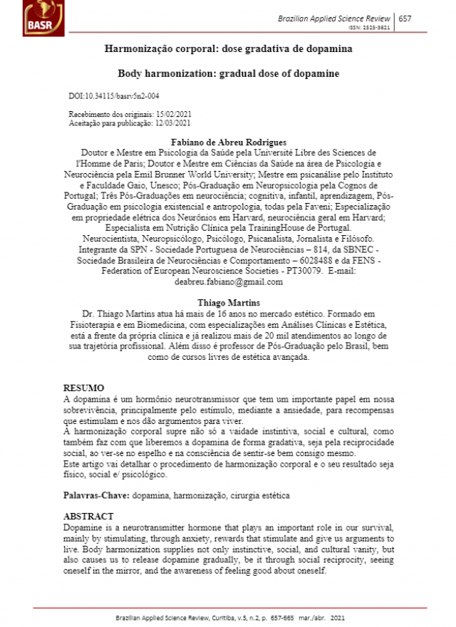 Harmonização corporal: dose gradativa de dopamina