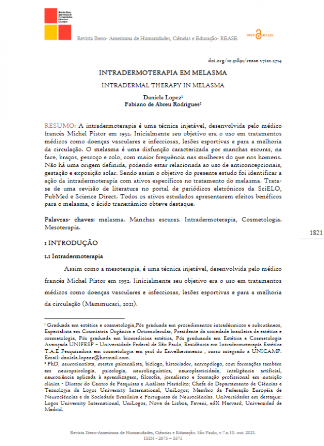 INTRADERMOTERAPIA EM MELASMA