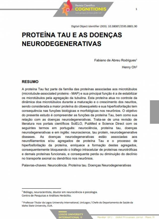 PROTEÍNA TAU E AS DOENÇAS NEURODEGENERATIVAS