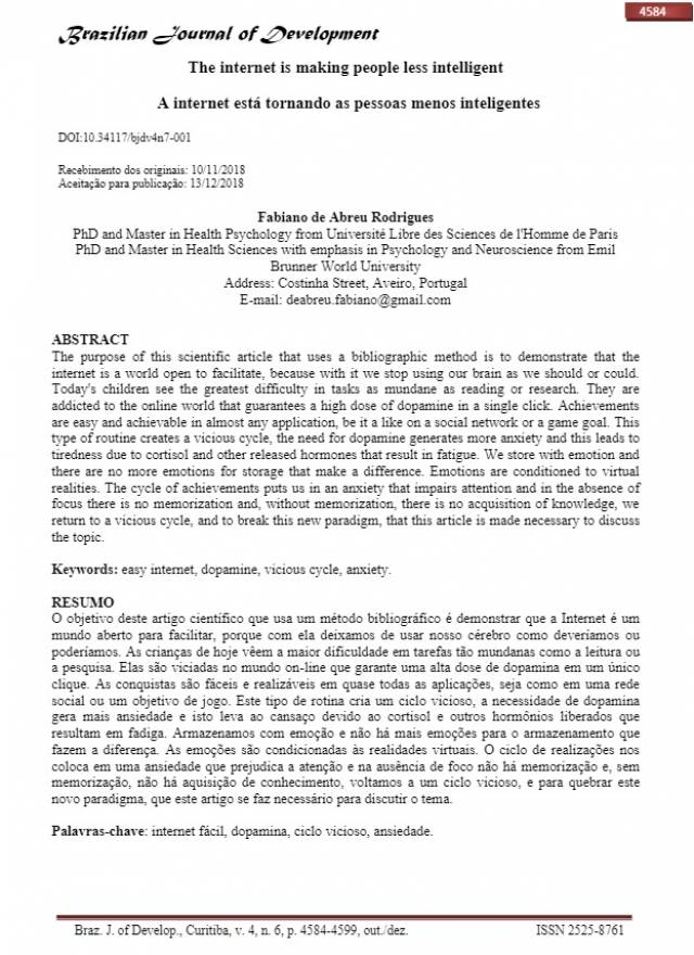 A INTERNET ESTÁ TORNANDO AS PESSOAS MENOS INTELIGENTES