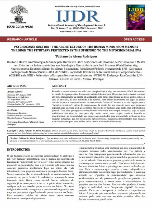 Psychoconstruction - the architecture of the human mind: from memory through the pituitary protected by the sphenoid to the mitochondrial eva