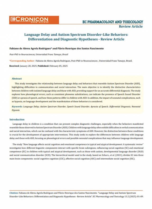 Language Delay and Autism Spectrum Disorder-Like Behaviors: Differentiation and Diagnostic Hypotheses - Review Article