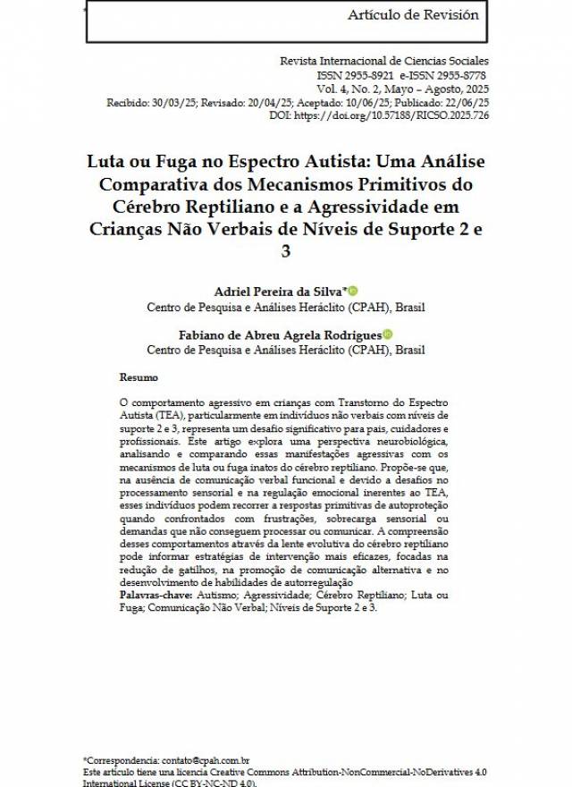 Luta ou Fuga no Espectro Autista: Uma Análise Comparativa dos Mecanismos Primitivos do Cérebro Reptiliano e a Agressividade em Crianças Não Verbais de